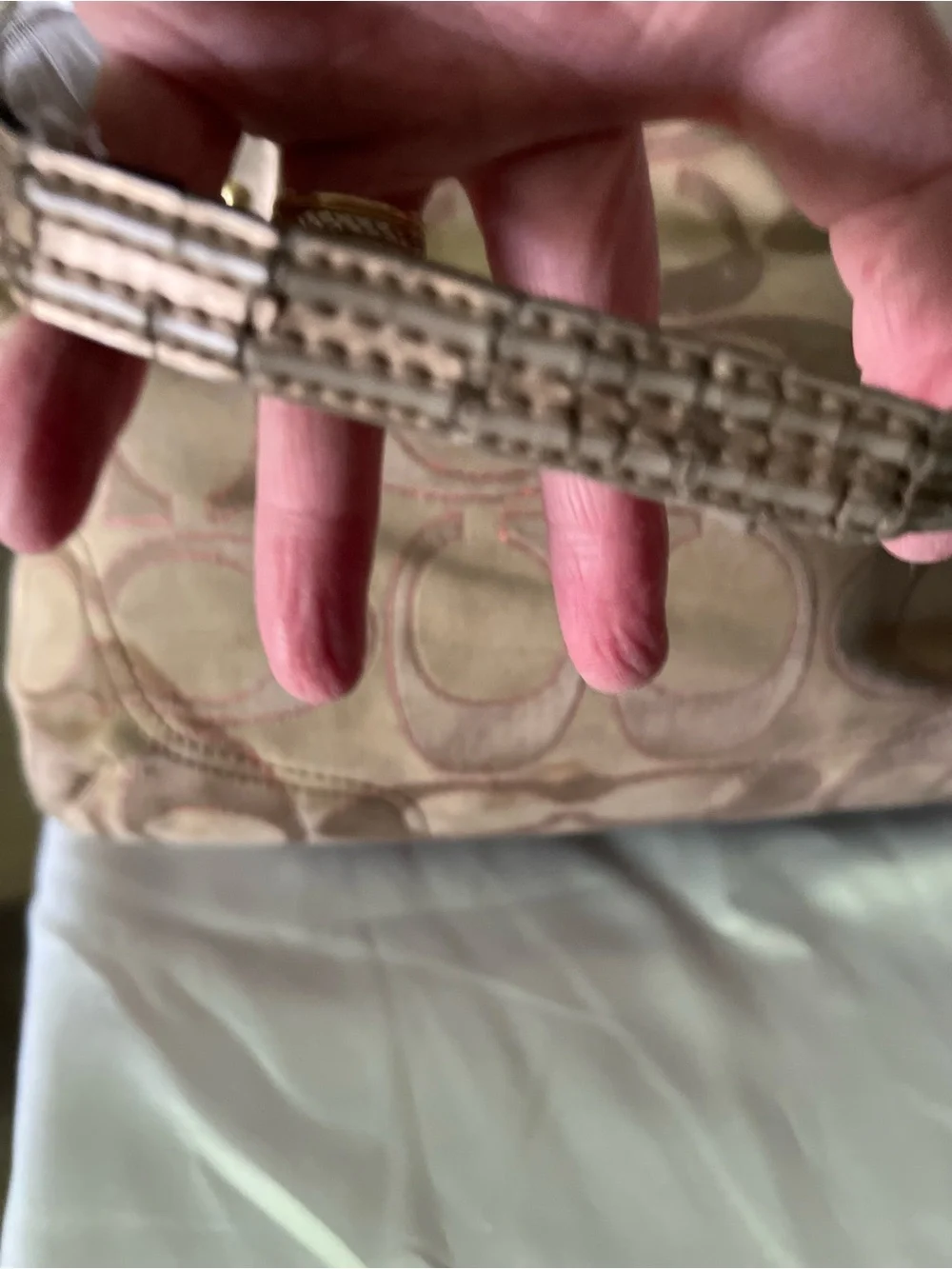 Coach Tan and Brown Signature Shoulder Bag